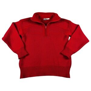 Vintage Obermeyer Stefan Quarter Zip Sweater Mens Medium Red Heavy Wool Classic